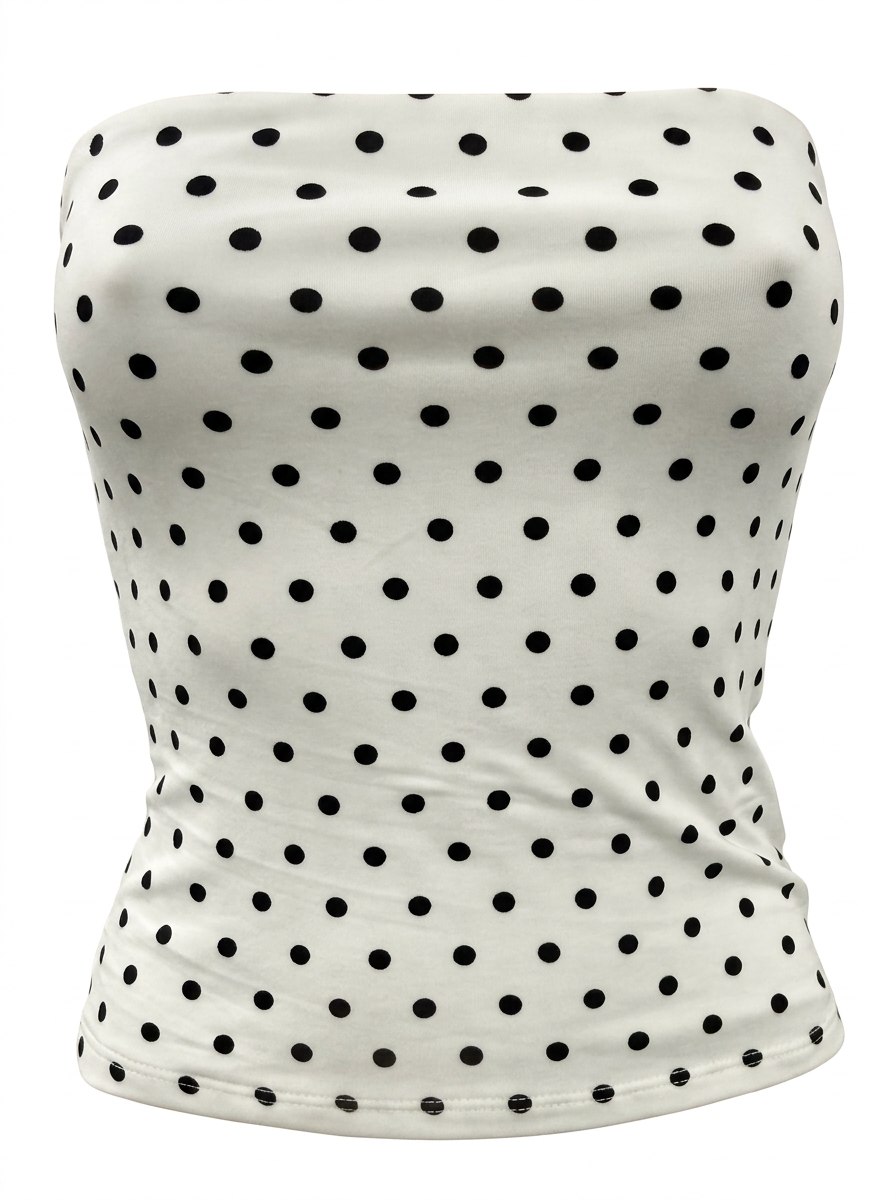 Ghost cut image on THE EVERYDAY POLKA DOT CROPPED TUBE TOP in white on a white background.