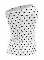 Ghost cut image on THE EVERYDAY POLKA DOT CROPPED TUBE TOP in white on a white background.