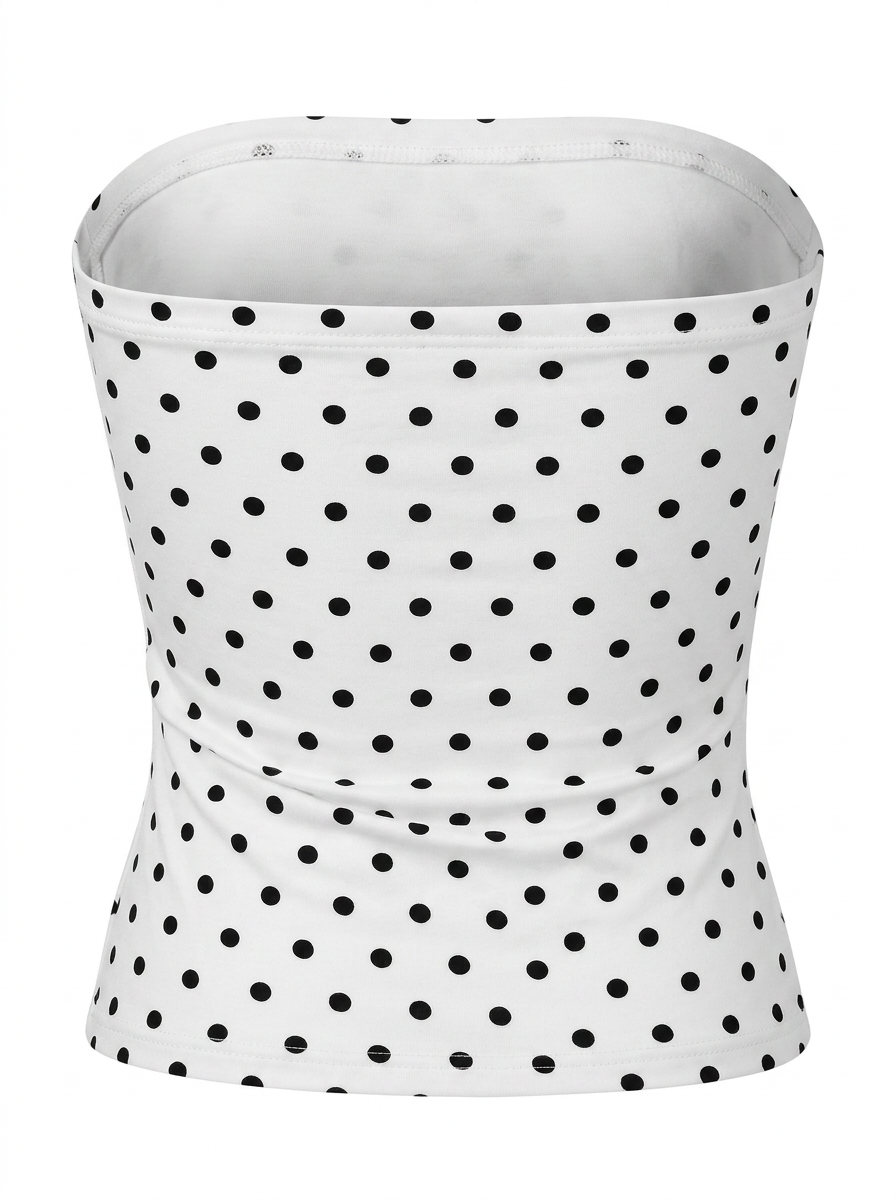 Ghost cut image on THE EVERYDAY POLKA DOT CROPPED TUBE TOP in white on a white background.