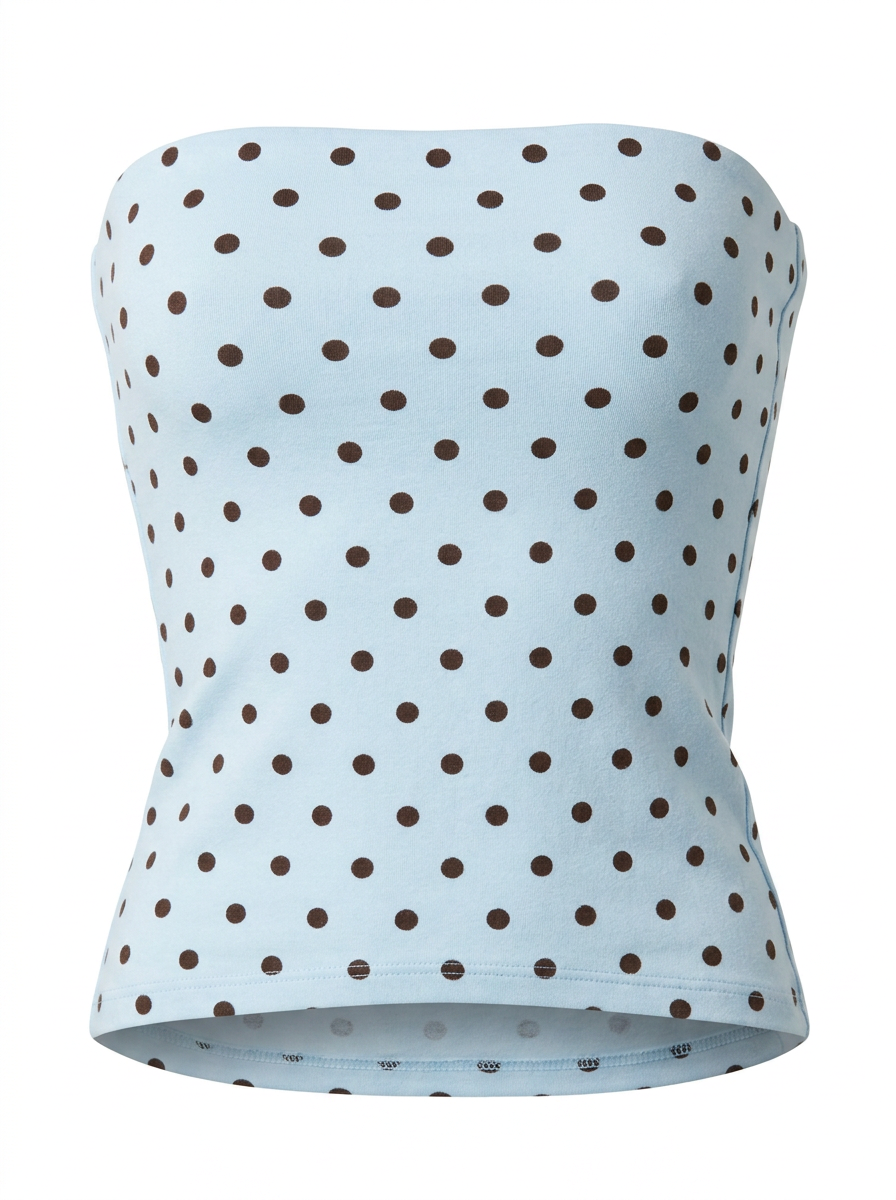 Ghost cut image on THE EVERYDAY POLKA DOT CROPPED TUBE TOP in light blue on a white background.