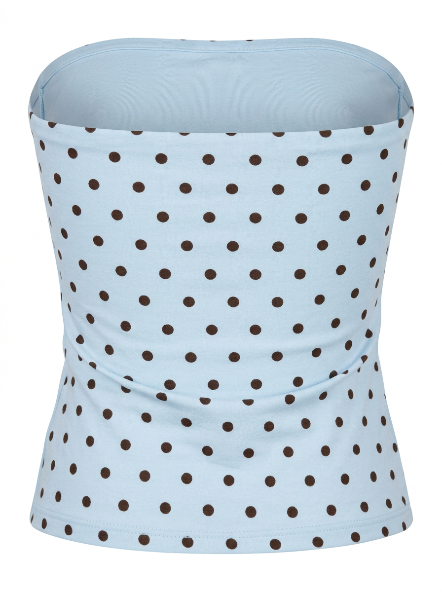Ghost cut image on THE EVERYDAY POLKA DOT CROPPED TUBE TOP in light blue on a white background.