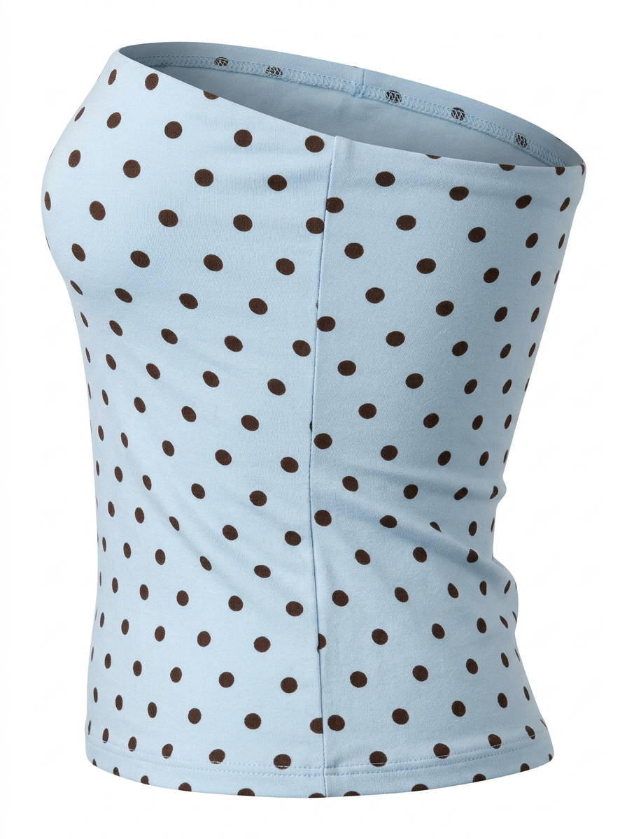 Ghost cut image on THE EVERYDAY POLKA DOT CROPPED TUBE TOP in light blue on a white background.