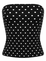 Ghost cut image on THE EVERYDAY POLKA DOT CROPPED TUBE TOP in black on a white background.