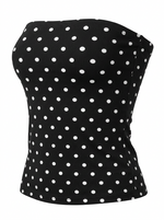 Ghost cut image on THE EVERYDAY POLKA DOT CROPPED TUBE TOP in black on a white background.