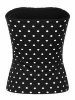 Ghost cut image on THE EVERYDAY POLKA DOT CROPPED TUBE TOP in black on a white background.
