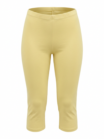 Ghost image of a light-yellow HIGH WAISTED BASIC CAPRI LEGGING on a white background. 