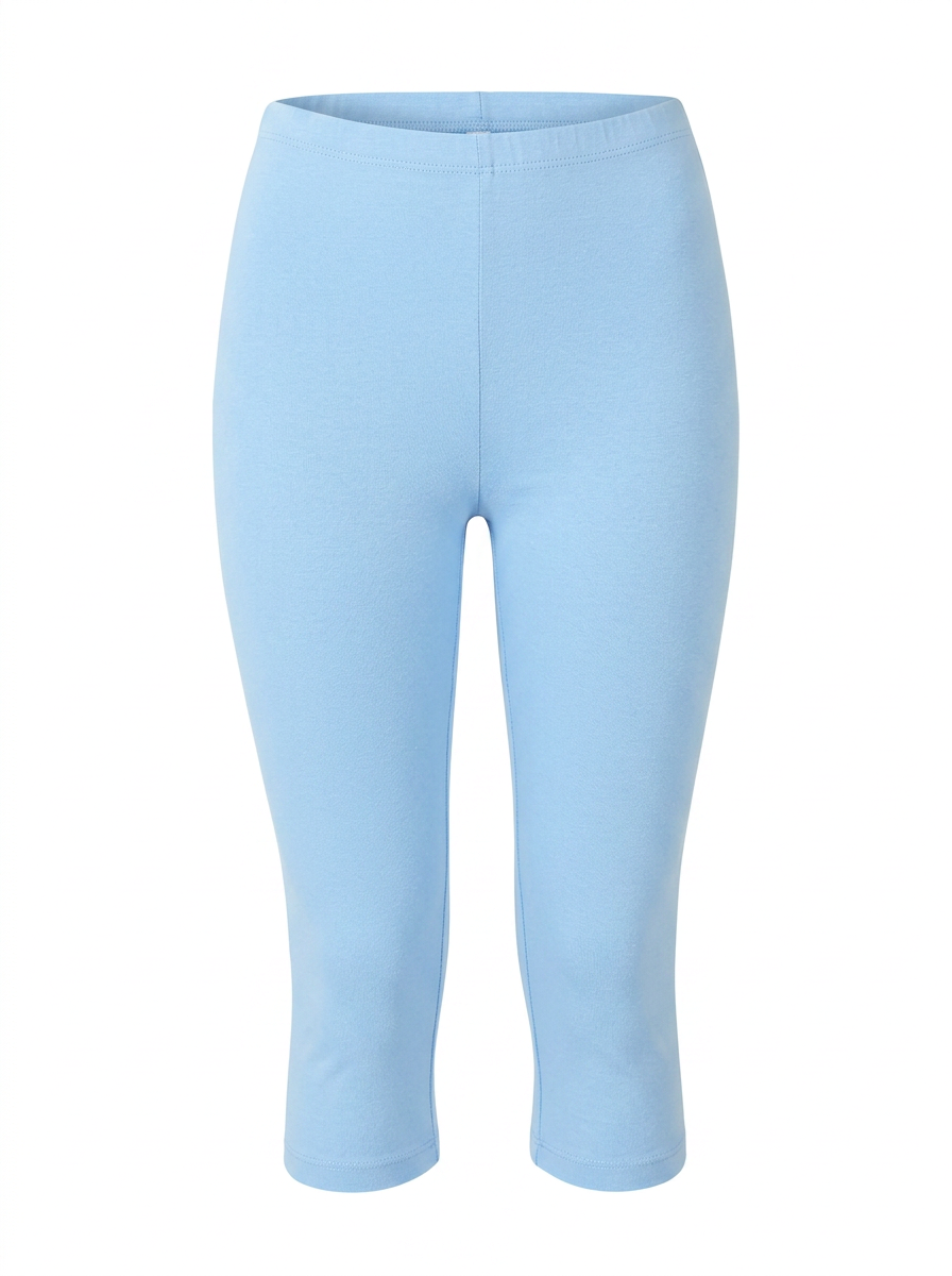 Ghost image of a light-blue HIGH WAISTED BASIC CAPRI LEGGING on a white background. 