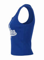 Ghost cut image of a blue STUDS & CUTOUTS LOS ANGELES TANK TOP on a white background.