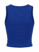 Ghost cut image of a blue STUDS & CUTOUTS LOS ANGELES TANK TOP on a white background.