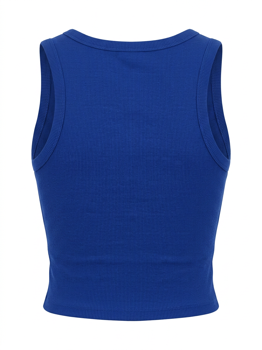 Ghost cut image of a blue STUDS & CUTOUTS LOS ANGELES TANK TOP on a white background.