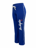 Ghost cut image on blue LOS ANGELES SIDE STRIPES DRAWSTRING WAIST PANT on a white background.