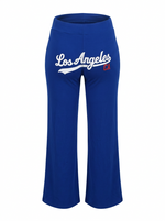 Ghost cut image of a blue STRAIGHT LEG LOS ANGELES LOGO PULL ON PANT on a white background.