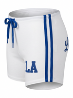 Ghost cut image of a white LOS ANGELES SIDE STRIPES PULL ON MICRO SHORT on a white background.