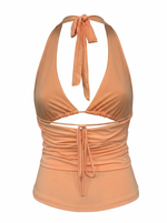 TIE NECK & BACK BIKINI DETAIL COWLED TOP