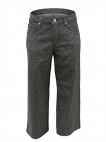 Ghost cut image of a black STRIPED STRAIGHT WIDE LEG DENIM PANT on a white background.
