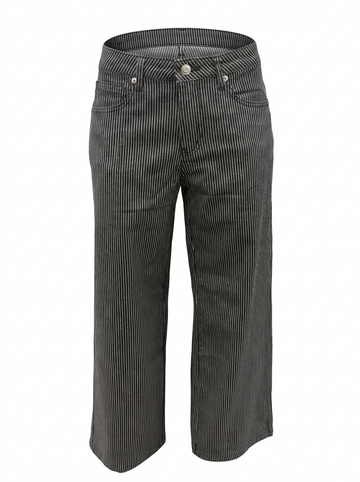 Ghost cut image of a black STRIPED STRAIGHT WIDE LEG DENIM PANT on a white background.