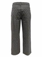 Ghost cut image of a black STRIPED STRAIGHT WIDE LEG DENIM PANT on a white background.