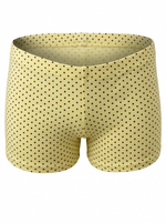 Ghost cut image of a yellow LOW WAIST POLKA DOT PRINT MICRO SHORT on a white background.