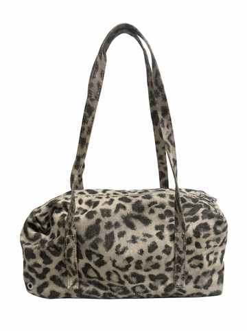 LONG HANDLES LEOPARD PRINT BAG WITH GROMMETS