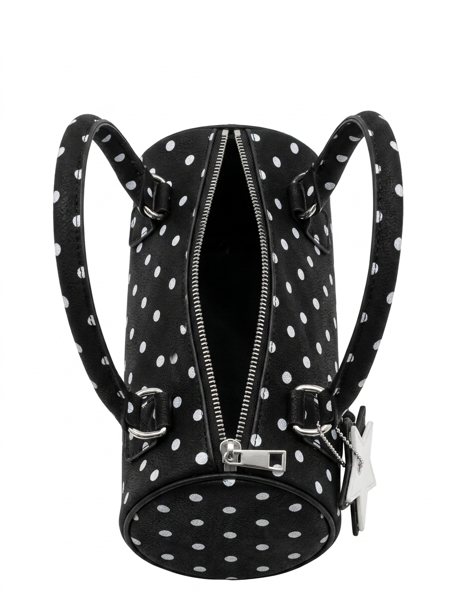 POLKA DOT BARREL HANDBAG WITH STAR CHARM