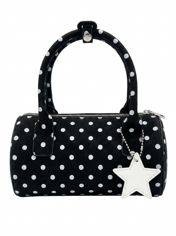 POLKA DOT BARREL HANDBAG WITH STAR CHARM