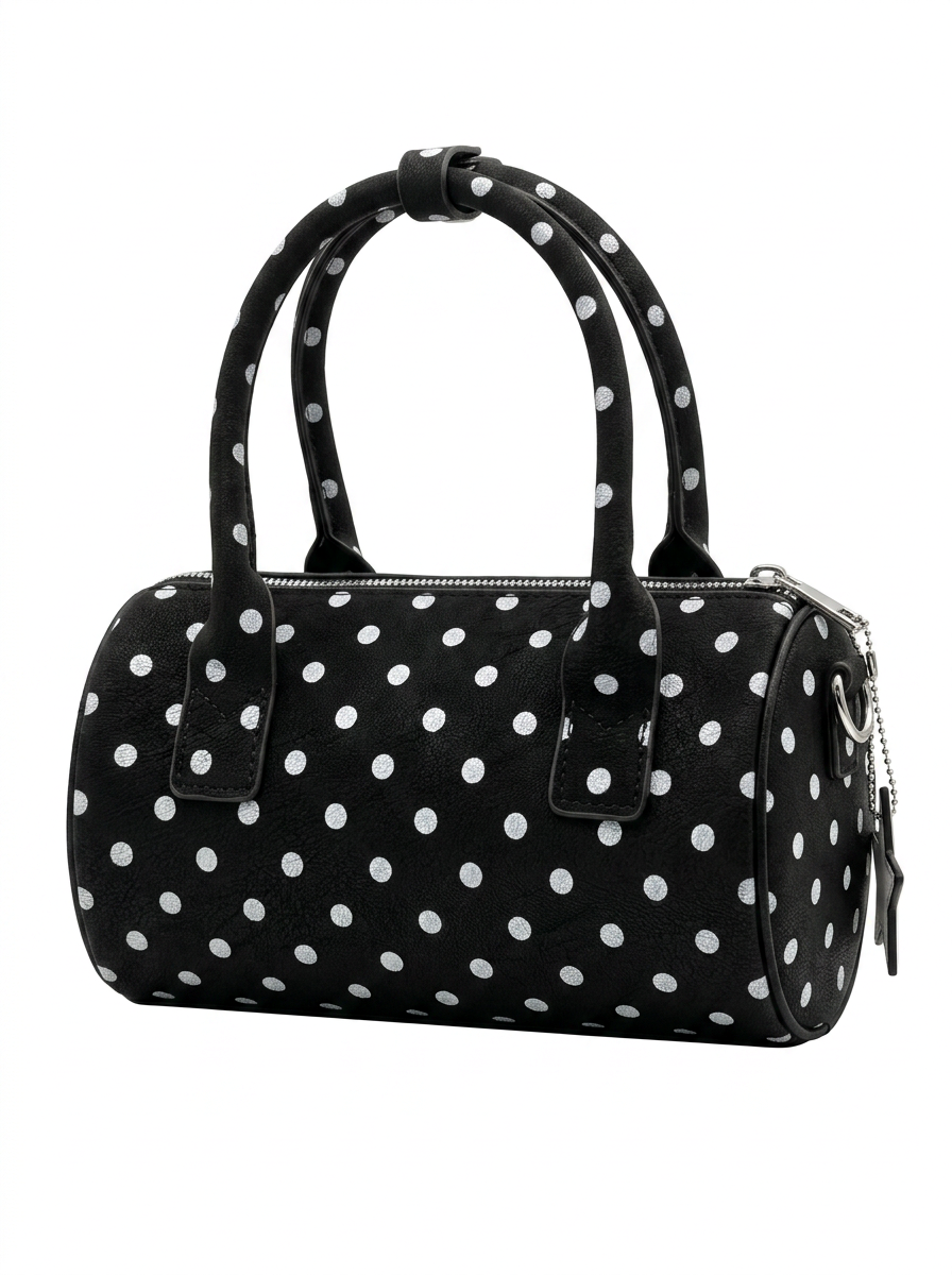 POLKA DOT BARREL HANDBAG WITH STAR CHARM