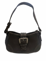 LEATHER SADDLE FRONT BUCKLE STRAP DETAIL SHOULDER BAG