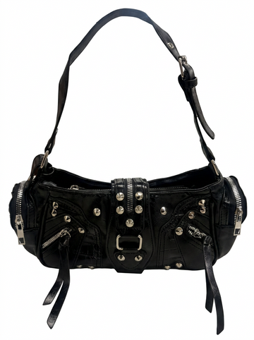 FOLD OVER BUCKLE WITH SIDE ZIPPERS AND STUDS