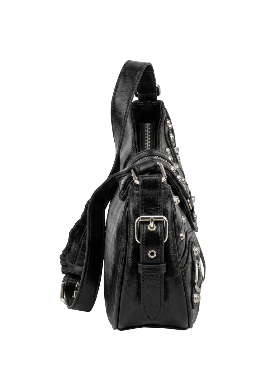 FOLD OVER BUCKLE WITH SIDE ZIPPERS AND STUDS SPBA25121905