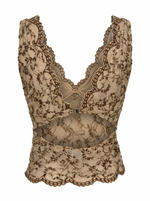 CONTRAST LACE OVERLAY SLEEVELESS CROP TOP