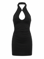 RUCHED KEYHOLE HALTER MINI DRESS(7)