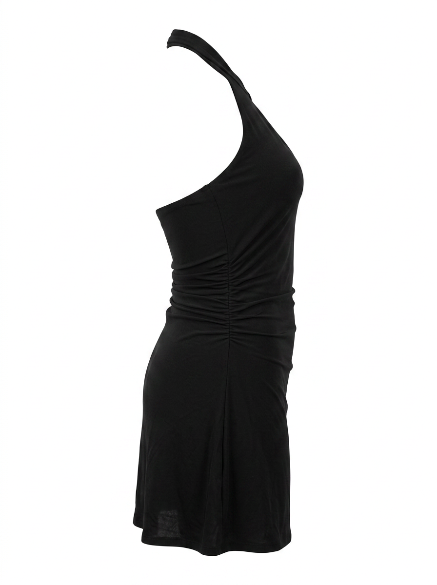RUCHED KEYHOLE HALTER MINI DRESS(7)