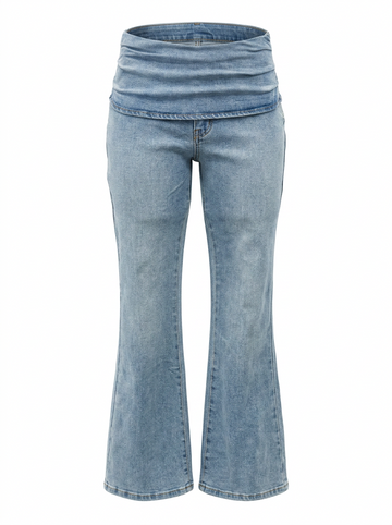 LOW RISE FOLD OVER WAIST FLARE DENIM PANT