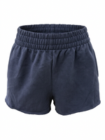ELASTIC WAIST LOOSE FIT RAW HEM SHORT