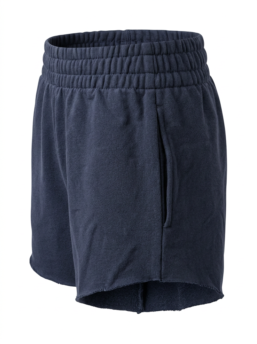 ELASTIC WAIST LOOSE FIT RAW HEM SHORT