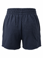 ELASTIC WAIST LOOSE FIT RAW HEM SHORT
