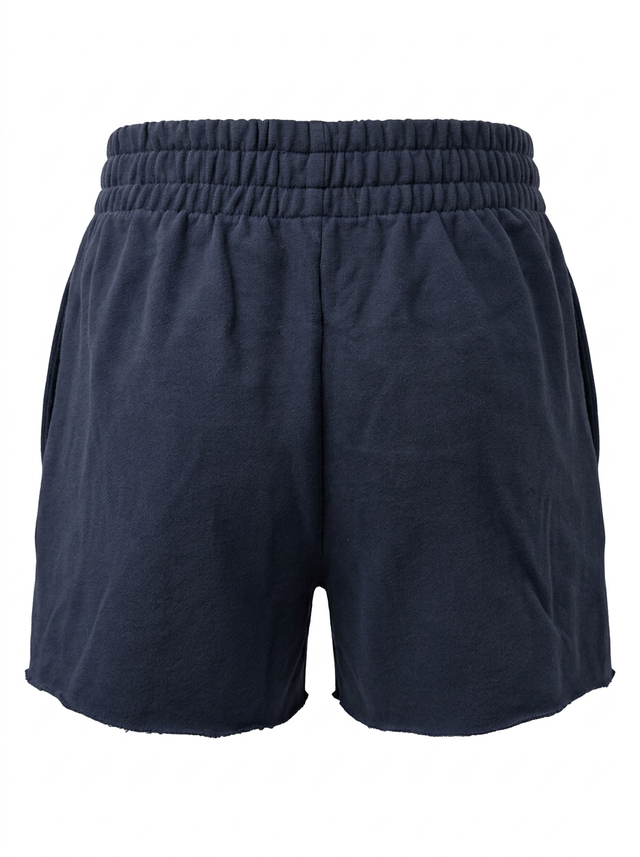 ELASTIC WAIST LOOSE FIT RAW HEM SHORT