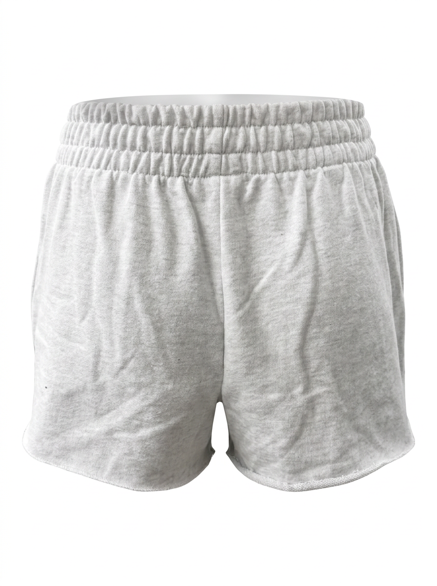 ELASTIC WAIST LOOSE FIT RAW HEM SHORT