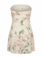 FLORAL BEADS & SEQUINS A LINE STRAPLESS MINI DRESS(8)