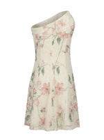FLORAL BEADS & SEQUINS A LINE STRAPLESS MINI DRESS(8)