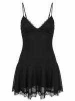 FLIRTY LACE TRIM SLEEVELESS MINI DRESS