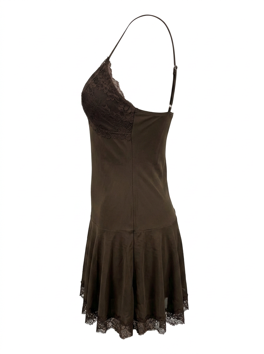FLIRTY LACE TRIM SLEEVELESS MINI DRESS