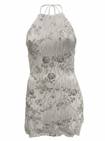 BEADS & SEQUINS HALTER A LINE MINI DRESS