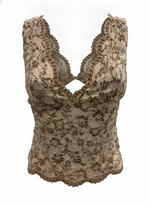 CONTRAST LACE OVERLAY SLEEVELESS CROP TOP