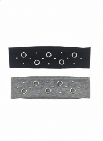 GROMMET AND STUD DETAIL HEADBAND