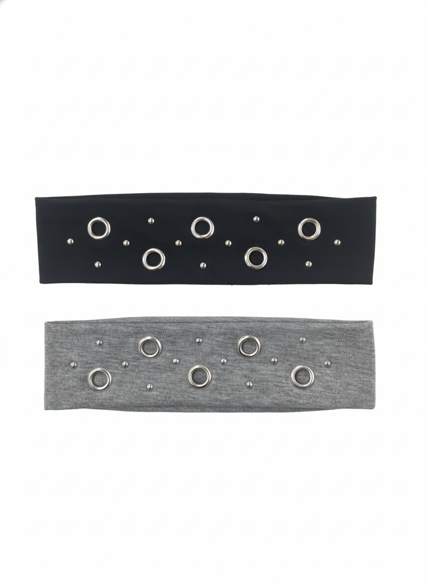 GROMMET AND STUD DETAIL HEADBAND