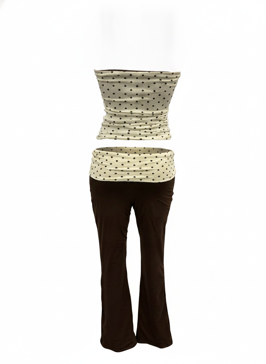 POLKA DOT TUBE TOP & PANT SET WITH HEADBAND