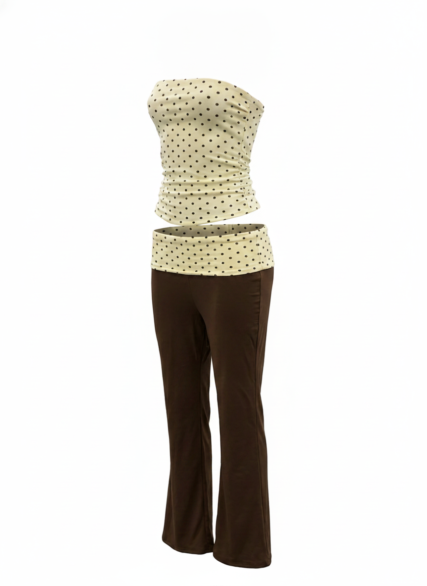 POLKA DOT TUBE TOP & PANT SET WITH HEADBAND