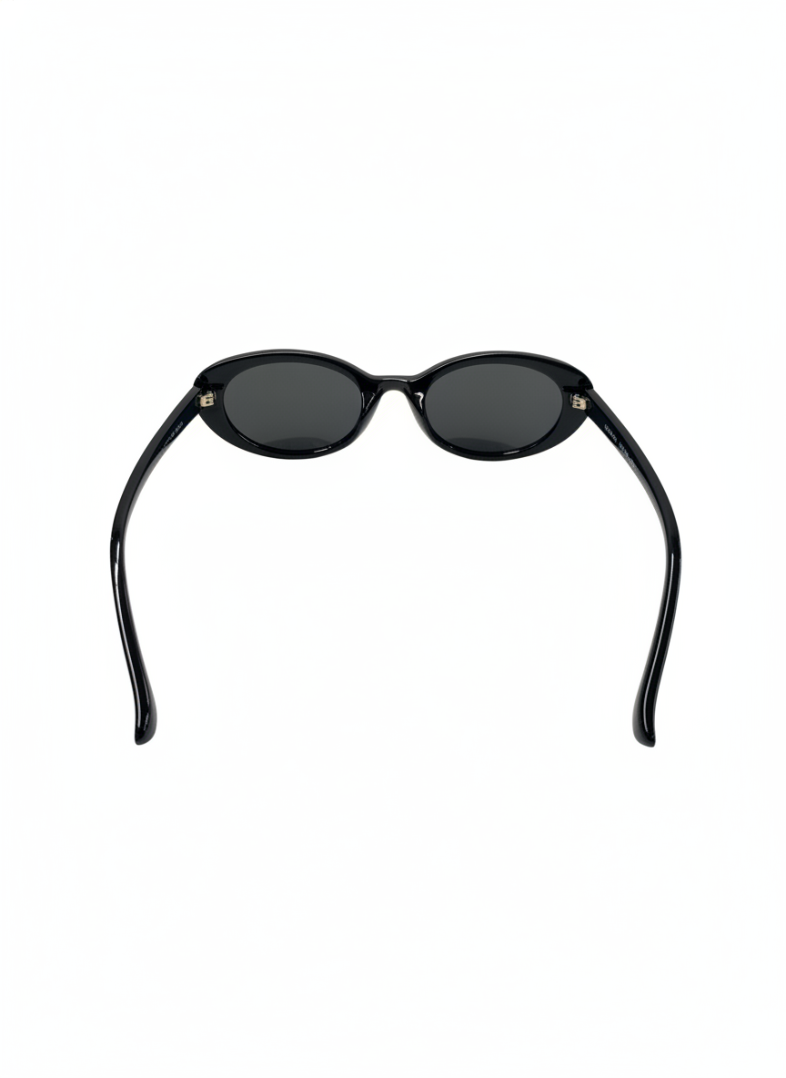 Picture of black SLIGHT CAT EYE ACRYLIC FRAME SUNGLASSES on a white background.