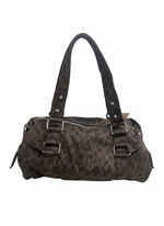 VEGAN LEATHER DARK LEOPARD PRINT DUFFLE BAG